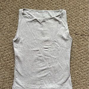 Cotton Grey Boat Neck Abercrombie Tank
